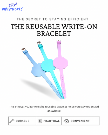 WristNotes™  Silicone Reusable Write-On Bracelet